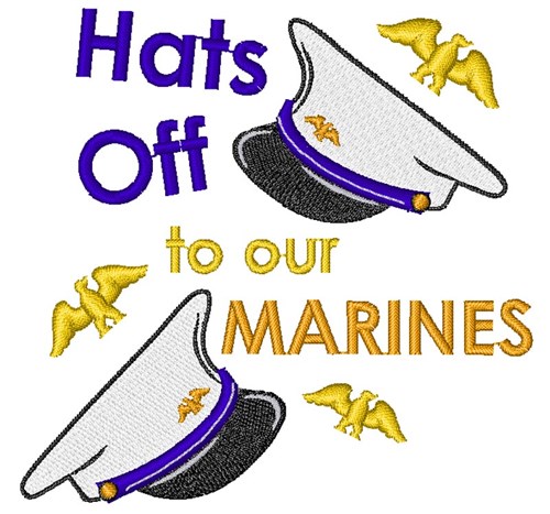 Hats Off To Marines Machine Embroidery Design