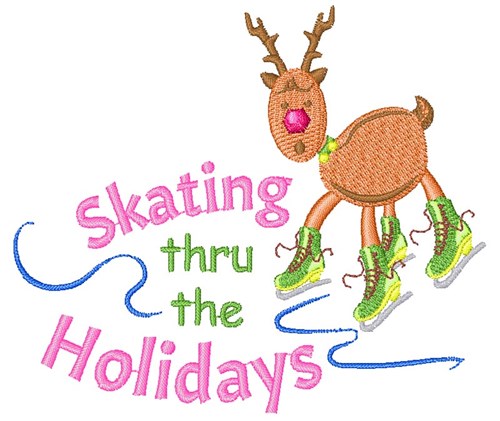 Skating Thru The Holidays Machine Embroidery Design