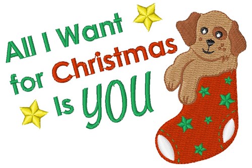 Christmas Stocking Puppy Machine Embroidery Design