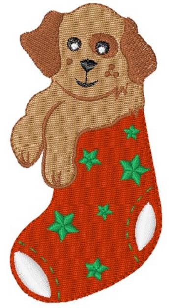 Picture of Christmas Stocking Puppy Machine Embroidery Design