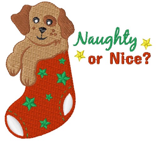 Naughty Or Nice Puppy Machine Embroidery Design