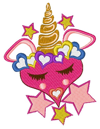 Valentines Day Heart Unicorn Machine Embroidery Design