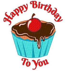 Picture of Happy Birthday Cupcake Machine Embroidery Design