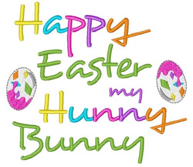 Picture of Happy Easter Hunny Bunny Machine Embroidery Design