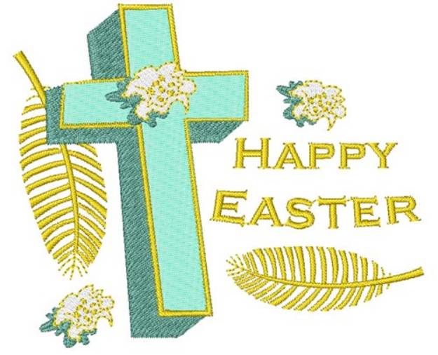 Picture of Happy Easter Cross Machine Embroidery Design