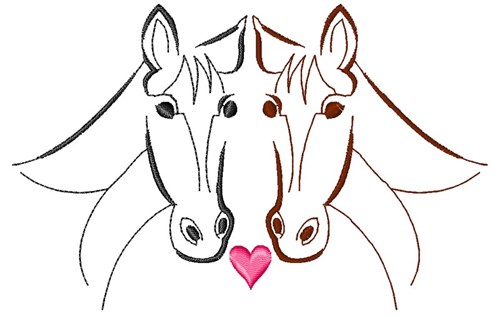 Outlined Horses Machine Embroidery Design