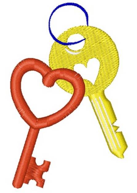 Picture of Heart Shaped Keys Machine Embroidery Design