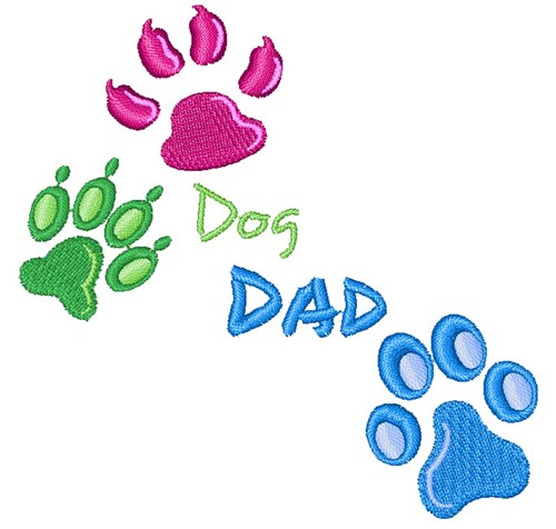 Dog Dad Paw Prints Machine Embroidery Design