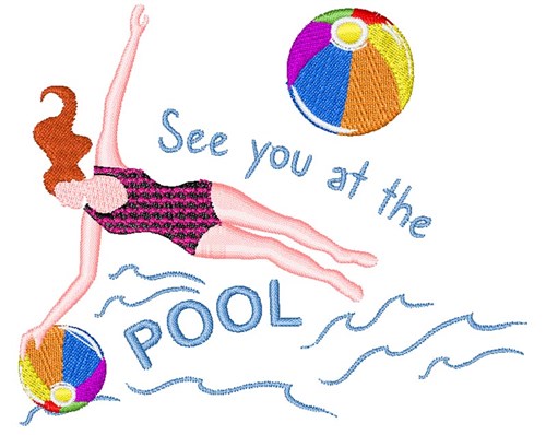 See You At The Pool Machine Embroidery Design