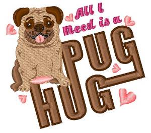 Picture of Pug Hug Machine Embroidery Design