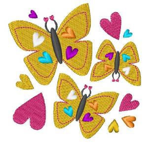 Picture of Heart Butterflies Machine Embroidery Design