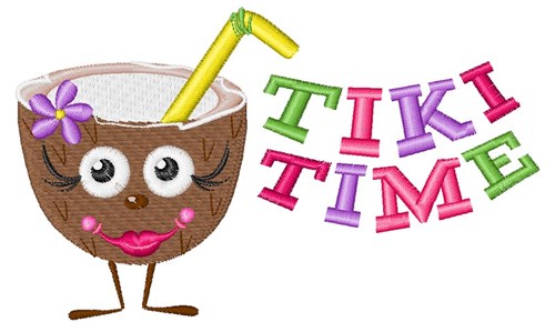 Tiki Time Machine Embroidery Design
