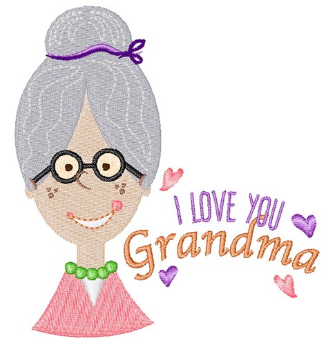 Love You Grandma Machine Embroidery Design