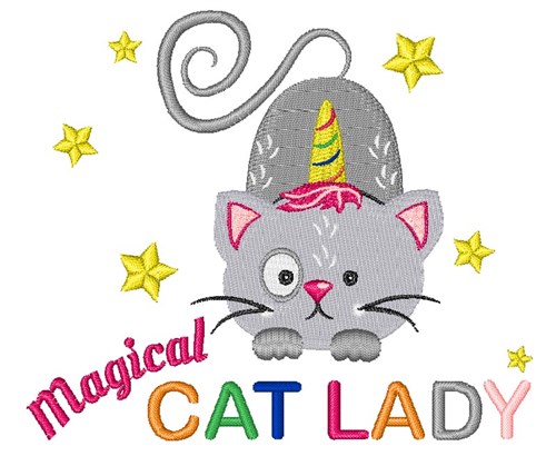 Magical Cat Lady Machine Embroidery Design