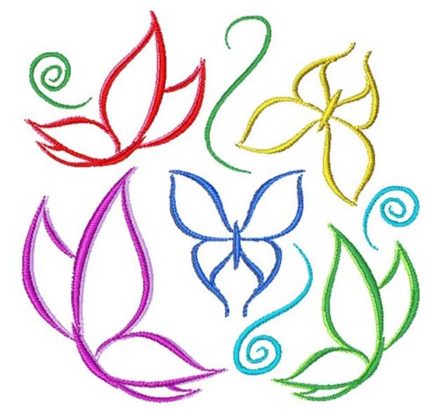 Picture of Butterflies Outline Machine Embroidery Design