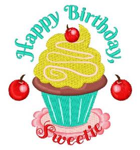 Picture of Happy Birthday Sweetie Machine Embroidery Design
