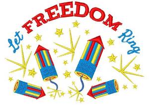 Picture of Fireworks Let Freedom Ring Machine Embroidery Design