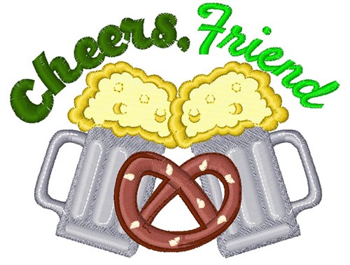Beer Pretzel Cheers Friend Machine Embroidery Design