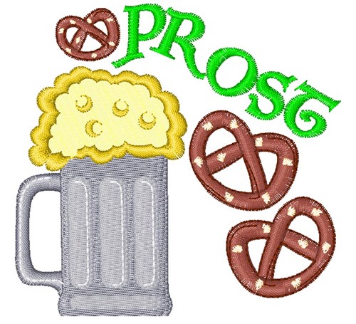 Beer Pretzel Prost Machine Embroidery Design