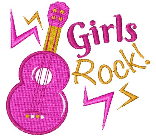 Guitar Girls Rock Machine Embroidery Design