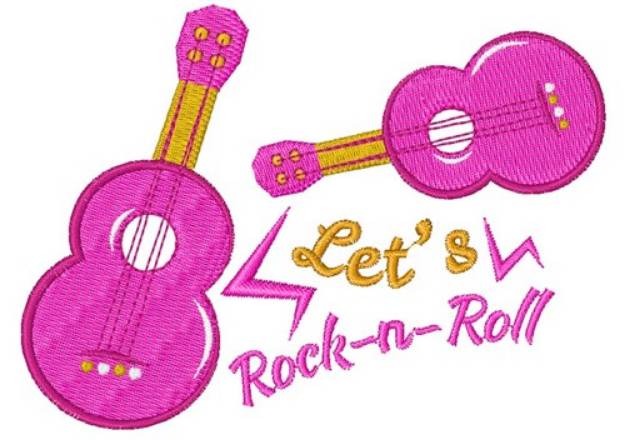 Picture of Guitar Let s Rock N Roll Machine Embroidery Design