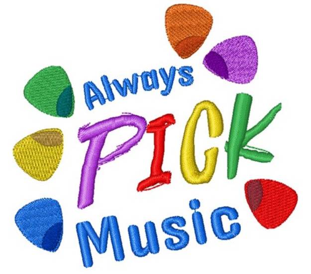 Picture of Guitar Picks Always Pick Music Machine Embroidery Design