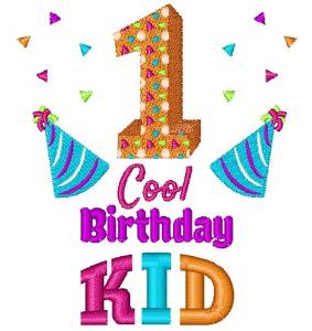 Picture of One Cool Birthday Kid Machine Embroidery Design
