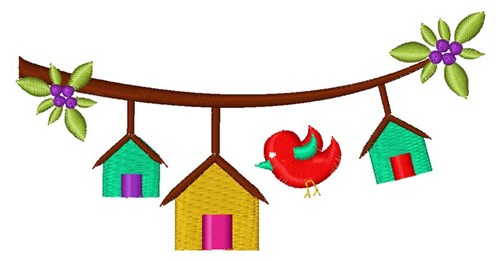 Bird Houses Machine Embroidery Design