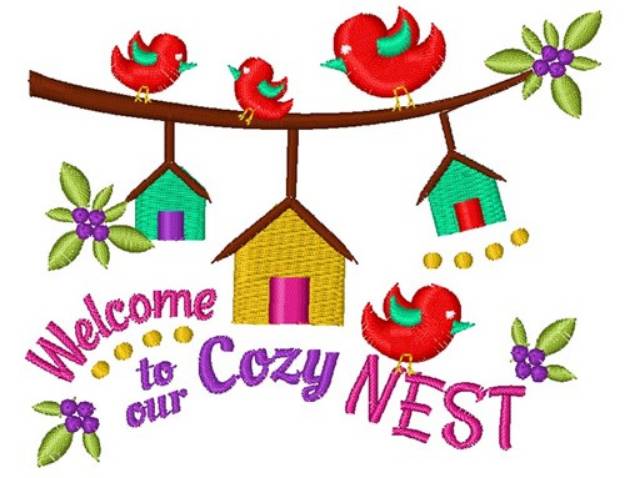 Picture of Bird Houses Welcome To Our Cozy Nest Machine Embroidery Design
