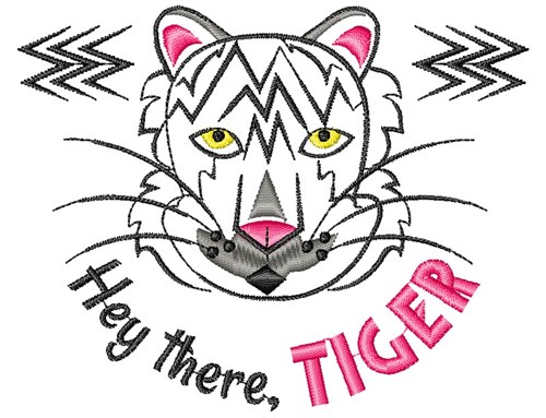White Tiger Hey There Tiger Machine Embroidery Design