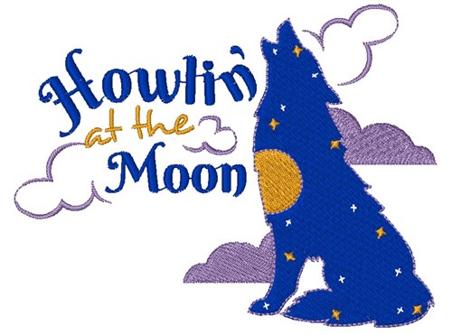Wolf Howlon At The Moon Machine Embroidery Design