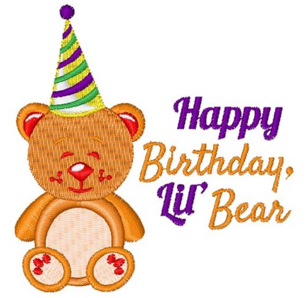 Picture of Happy Birthday Lil Bear Machine Embroidery Design
