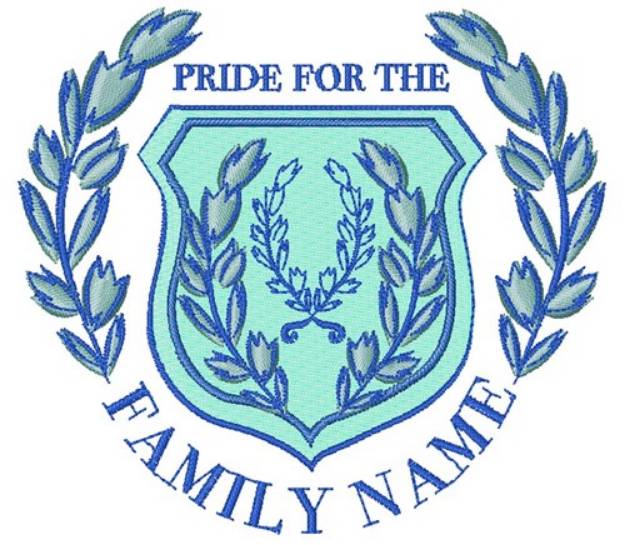Picture of Blue Crest Pride For The Family Name Machine Embroidery Design