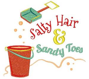 Picture of Bucket Shovel Salty Hair And Sandy Toes Machine Embroidery Design