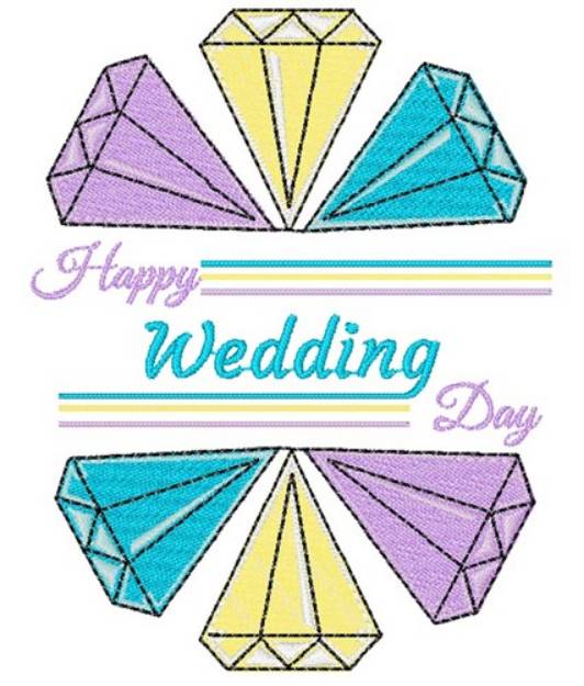 Picture of Diamonds Happy Wedding Day Machine Embroidery Design