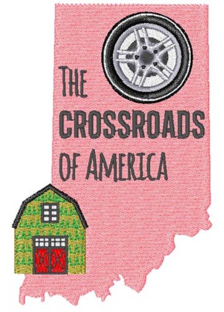 Picture of Indiana The Crossroads Of America Machine Embroidery Design