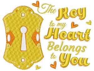 Picture of Key Hole The Key To My Heart Belongs To You Machine Embroidery Design