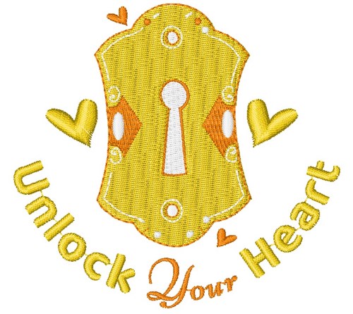 Key Hole Unlock Your Heart Machine Embroidery Design