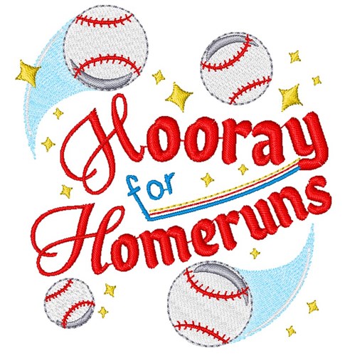 Baseball Hooray For Homeruns Machine Embroidery Design