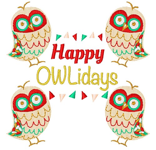 Owl Happy Owlidays Machine Embroidery Design