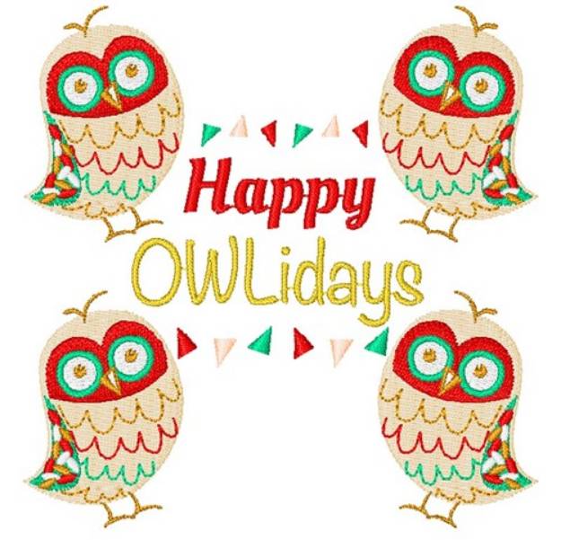 Picture of Owl Happy Owlidays Machine Embroidery Design