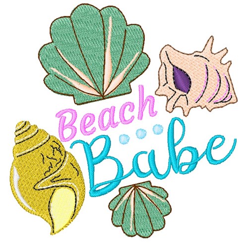 Shells Beach Babe Machine Embroidery Design