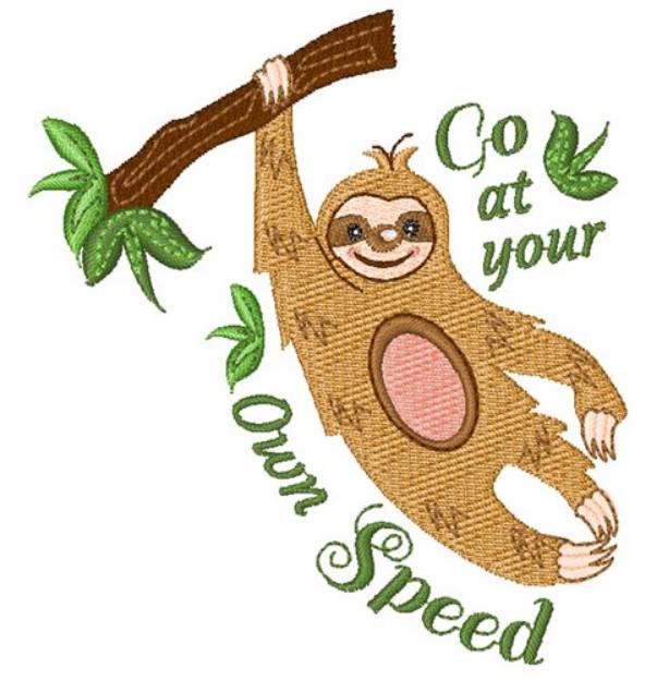 Picture of Sloth Go At Your Own Speed Machine Embroidery Design