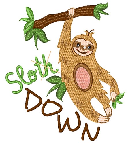 Sloth Slo Down Machine Embroidery Design