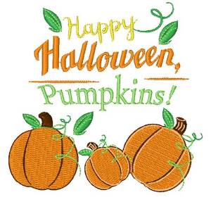Picture of Happy Halloween Pumpkins Machine Embroidery Design