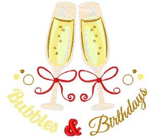 Picture of Champagne Bubbles And Birthdays Machine Embroidery Design