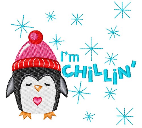 Penguin I m Chillin Machine Embroidery Design