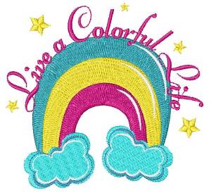 Picture of Rainbow Live A Colorful Life Machine Embroidery Design