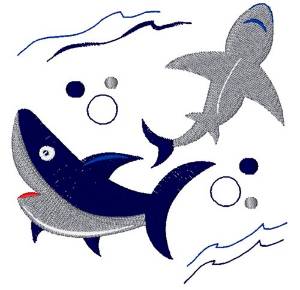 Picture of Sharks Machine Embroidery Design