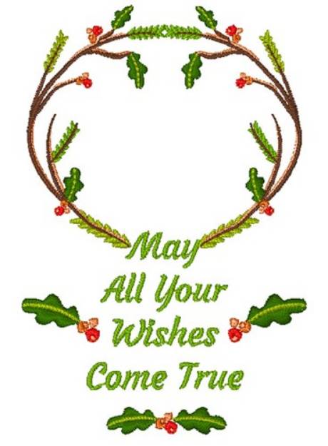 Picture of Woodlands Wreath May All Your Wishes Come True Machine Embroidery Design